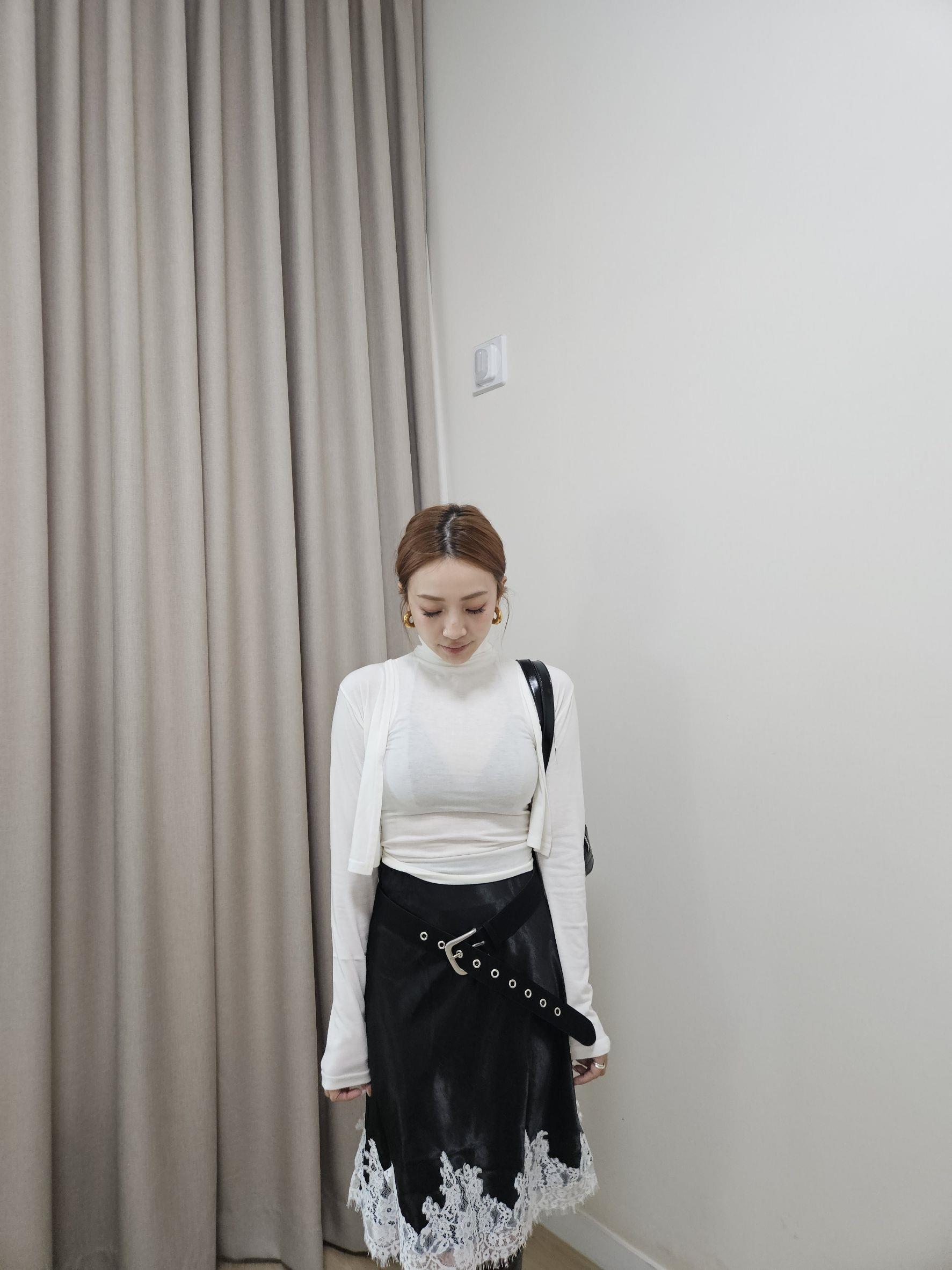 立領削肩背心+外套兩件組